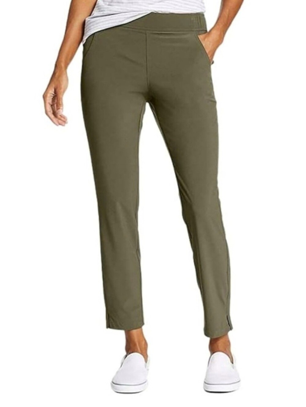 Eddie Bauer Departure Ankle Pants Olive Green Nylon Quick Dry Hiking Wmn Size S